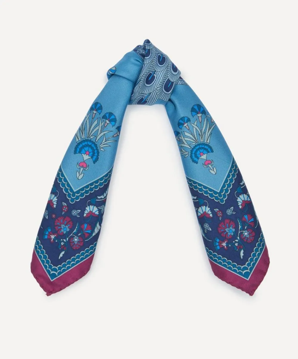Liberty Scarves^Peacock Parade 45X45 Silk Scarf