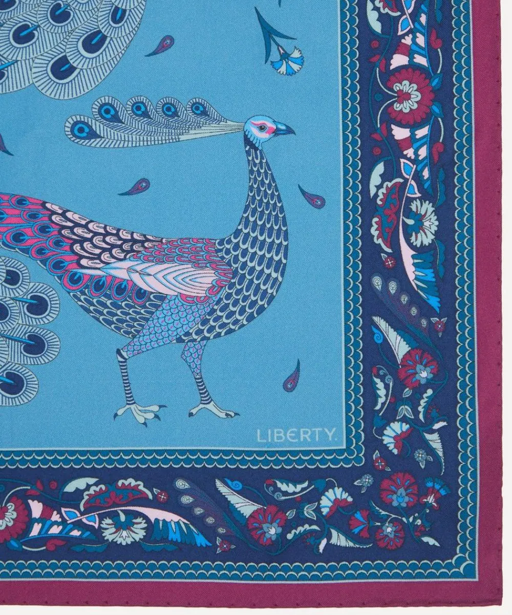 Liberty Scarves^Peacock Parade 45X45 Silk Scarf