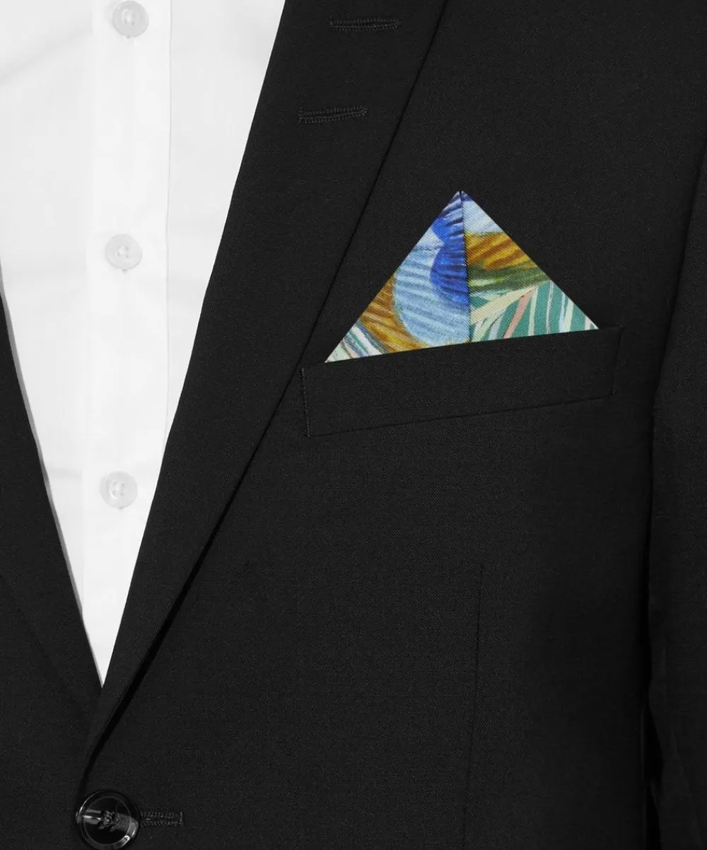 Liberty Pocket Squares^Peacock Plume Silk Pocket Square
