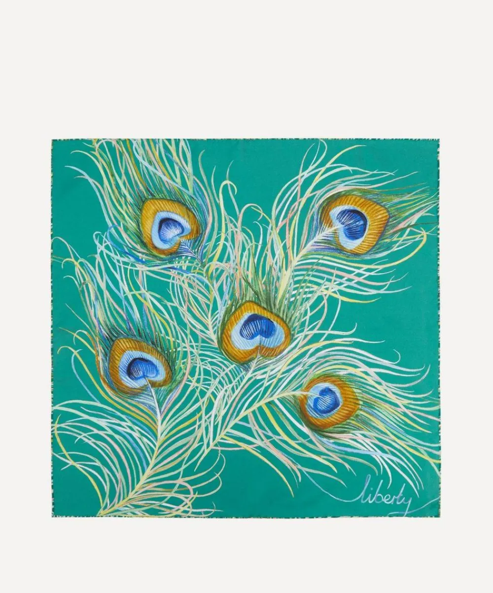 Liberty Pocket Squares^Peacock Plume Silk Pocket Square