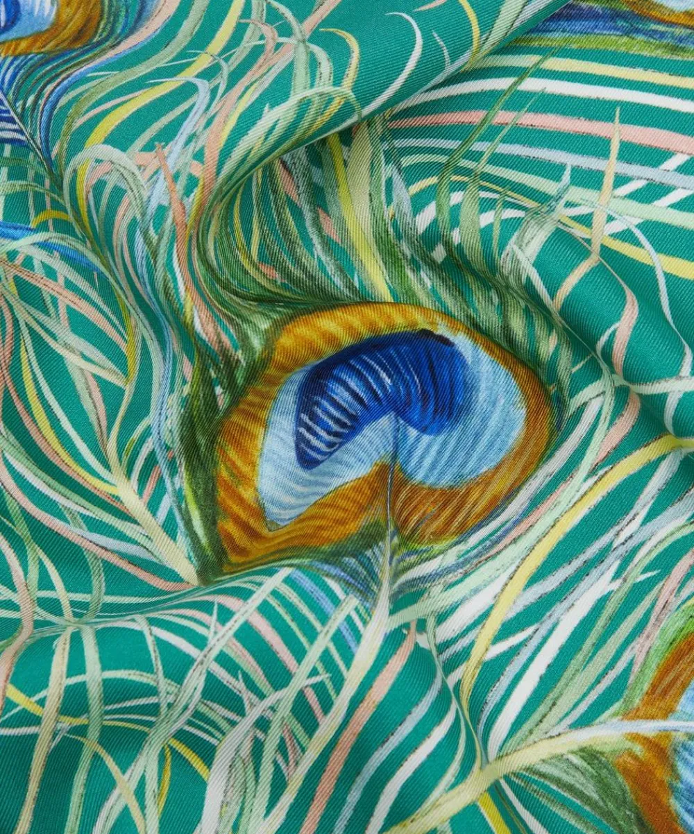 Liberty Pocket Squares^Peacock Plume Silk Pocket Square
