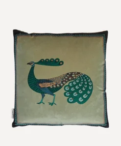 Liberty Cushions^Peacock Square Velvet Cushion