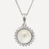 Kojis Necklaces|Necklaces^Pearl and Diamond Cluster Pendant Necklace