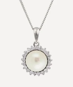 Kojis Necklaces|Necklaces^Pearl and Diamond Cluster Pendant Necklace