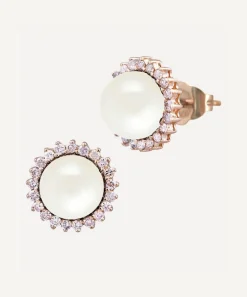 Kojis Earrings|Earrings^Pearl and Diamond Cluster Stud Earrings