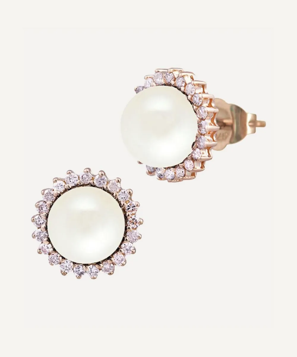 Kojis Earrings|Earrings^Pearl and Diamond Cluster Stud Earrings