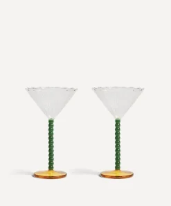 &Klevering Glass & Drinksware^Perle Green Coupe Glasses Set of Two