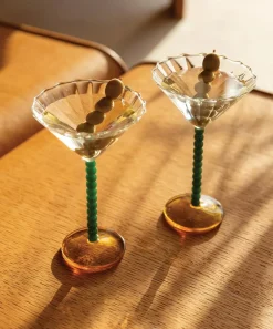 &Klevering Glass & Drinksware^Perle Green Coupe Glasses Set of Two