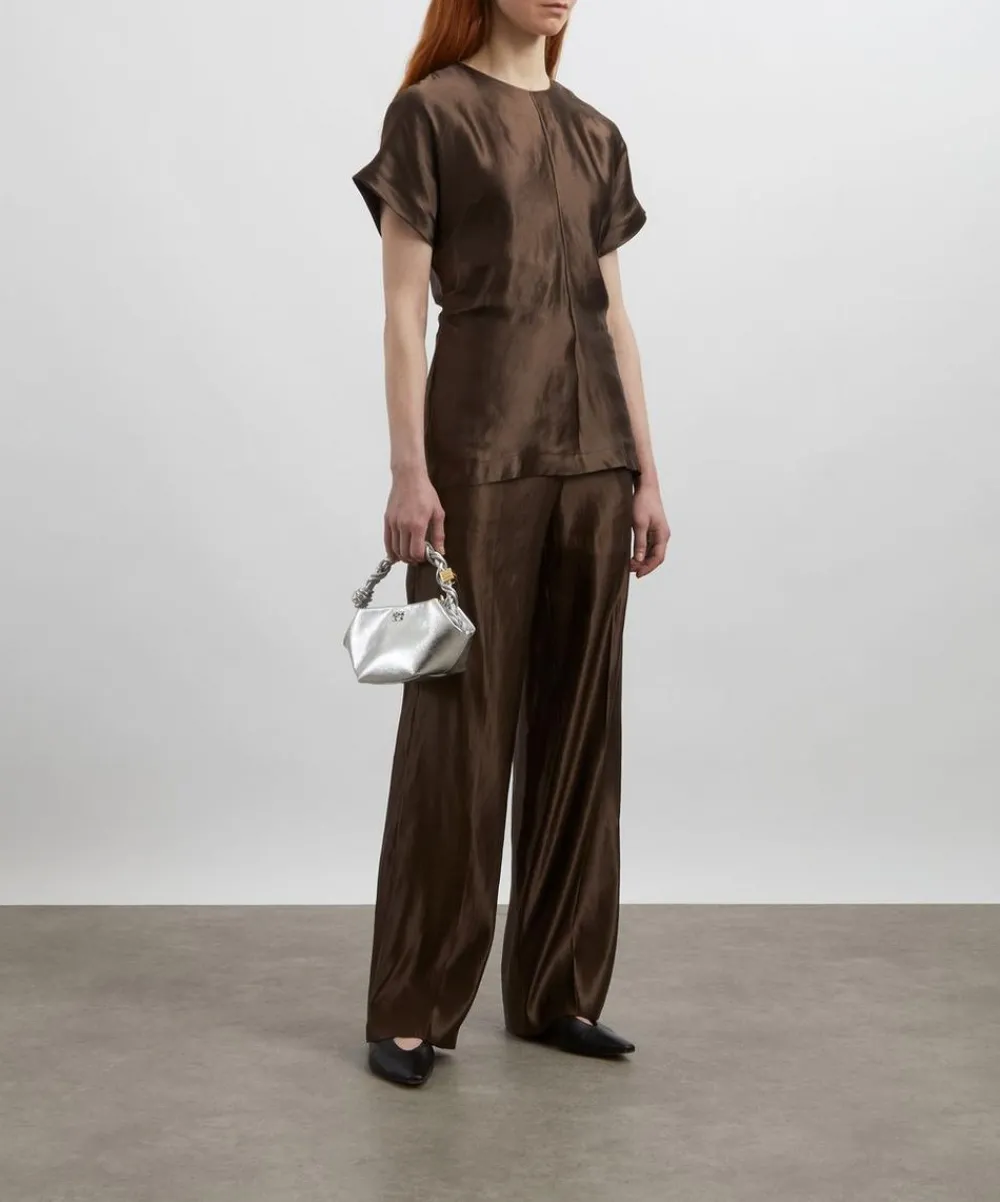 Loulou Studio Tops^Pero Deep Taupe Linen-Silk Blouse