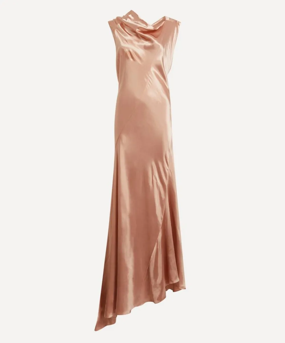 Alberta Ferretti Dresses^Pink Asymmetrical Long Satin Dress