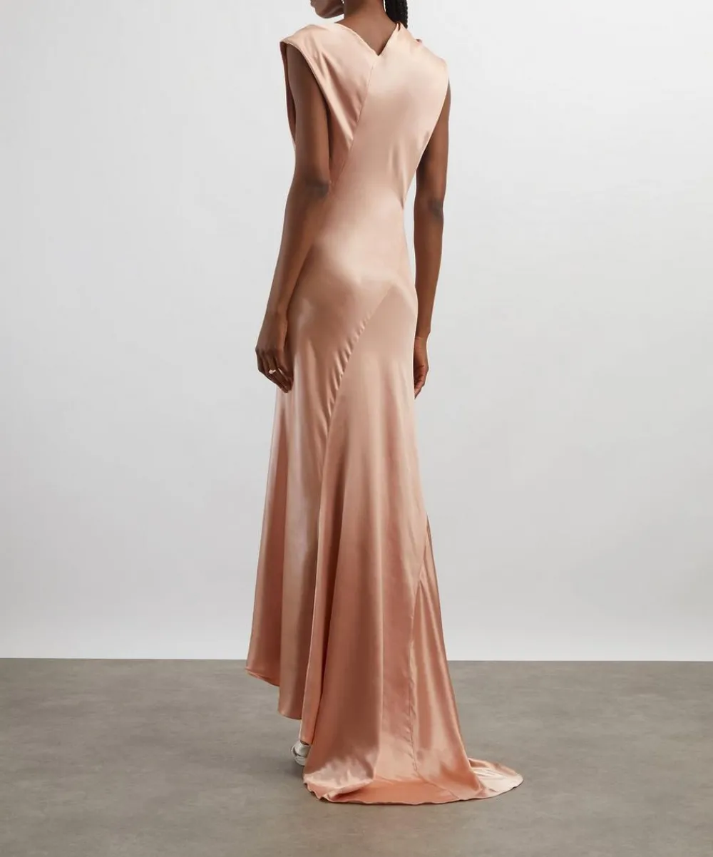 Alberta Ferretti Dresses^Pink Asymmetrical Long Satin Dress