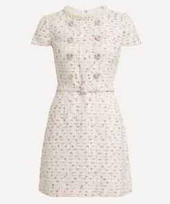 Self-Portrait Dresses^Pink Bouclé Pearl Mini Dress