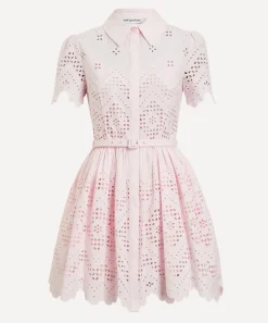 Self-Portrait Dresses^Pink Cotton Broderie Mini Dress