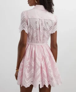 Self-Portrait Dresses^Pink Cotton Broderie Mini Dress