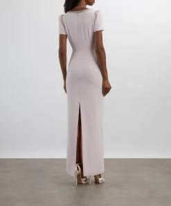 Self-Portrait Dresses^Pink Crepe Crystal Trim Maxi Dress