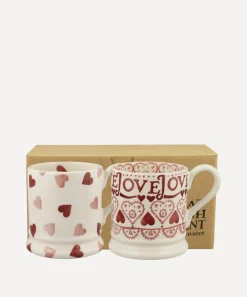 Emma Bridgewater Mugs^Pink Hearts and Sampler Boxed Half-Pint Mugs