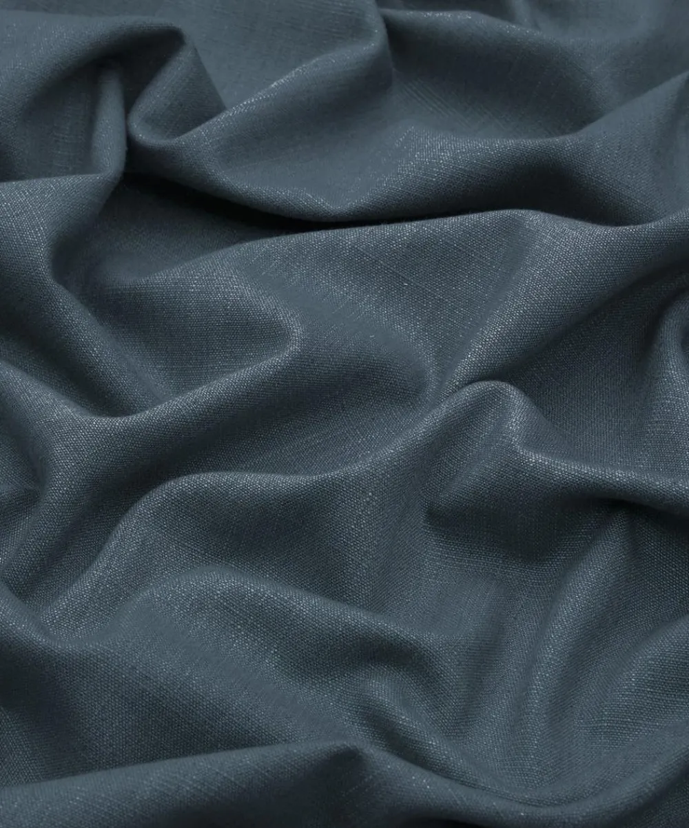 Liberty Interiors Furnishing Fabrics^Plain Lustre Linen in Pewter Blue