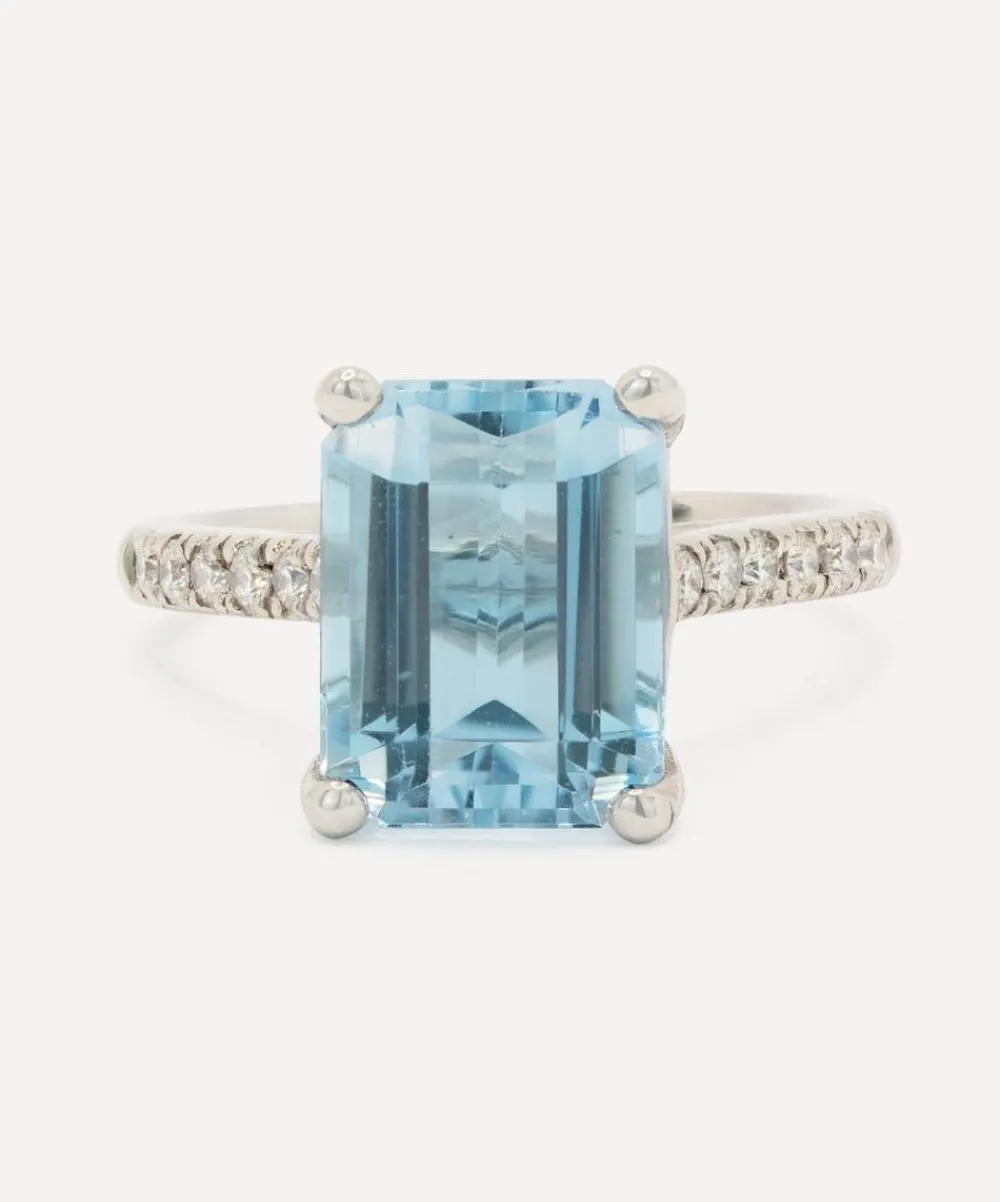 Kojis Rings|Rings^Platinum Aquamarine and Diamond Ring