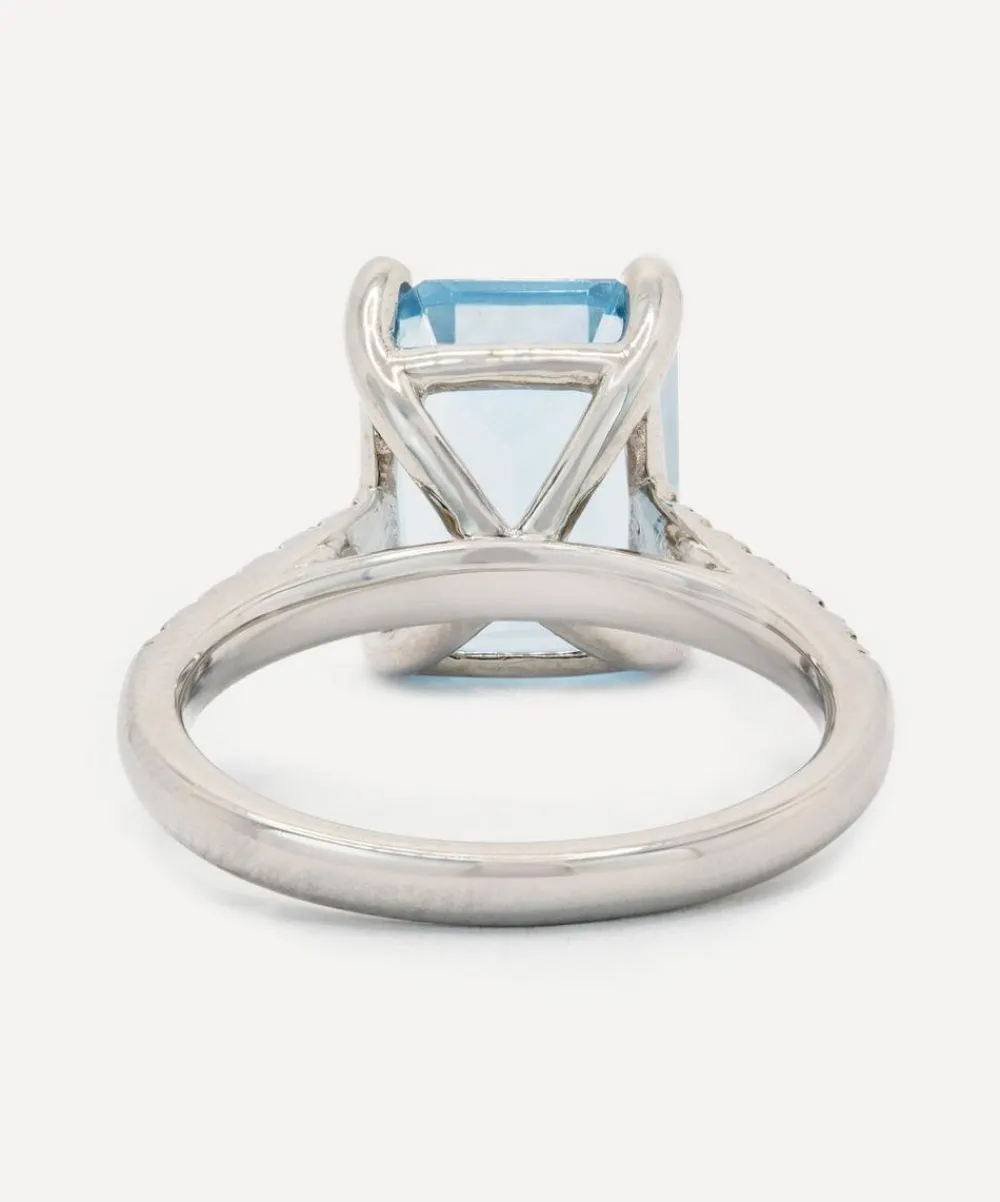 Kojis Rings|Rings^Platinum Aquamarine and Diamond Ring