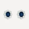 Kojis Earrings|Earrings^Platinum Large Sapphire and Diamond Cluster Stud Earrings