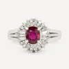 Kojis Rings|Rings^Platinum Vintage Ruby and Diamond Cluster Ring