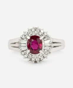 Kojis Rings|Rings^Platinum Vintage Ruby and Diamond Cluster Ring