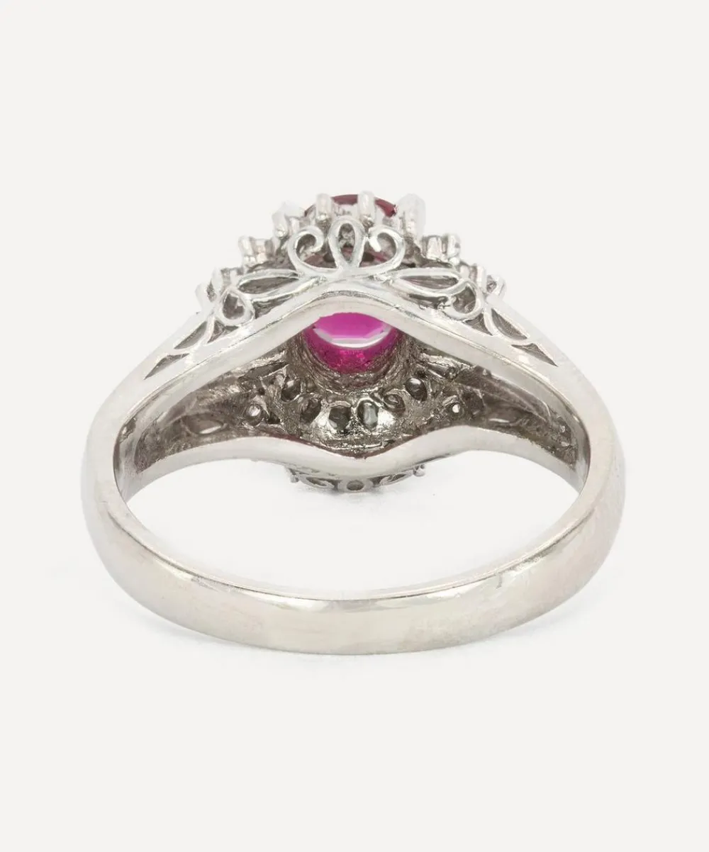 Kojis Rings|Rings^Platinum Vintage Ruby and Diamond Cluster Ring