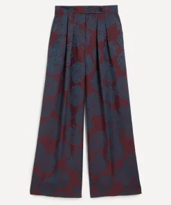 Dries Van Noten Trousers & Shorts^Pleated Jacquard Satin Wide-Leg Trousers