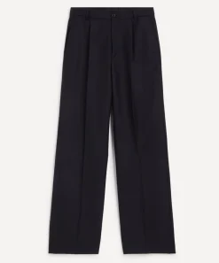 Dries Van Noten Trousers^Pleated Straight-Leg Wool Trousers