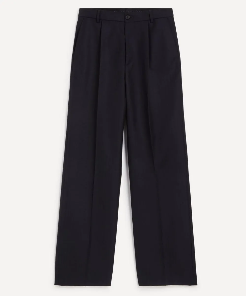 Dries Van Noten Trousers^Pleated Straight-Leg Wool Trousers