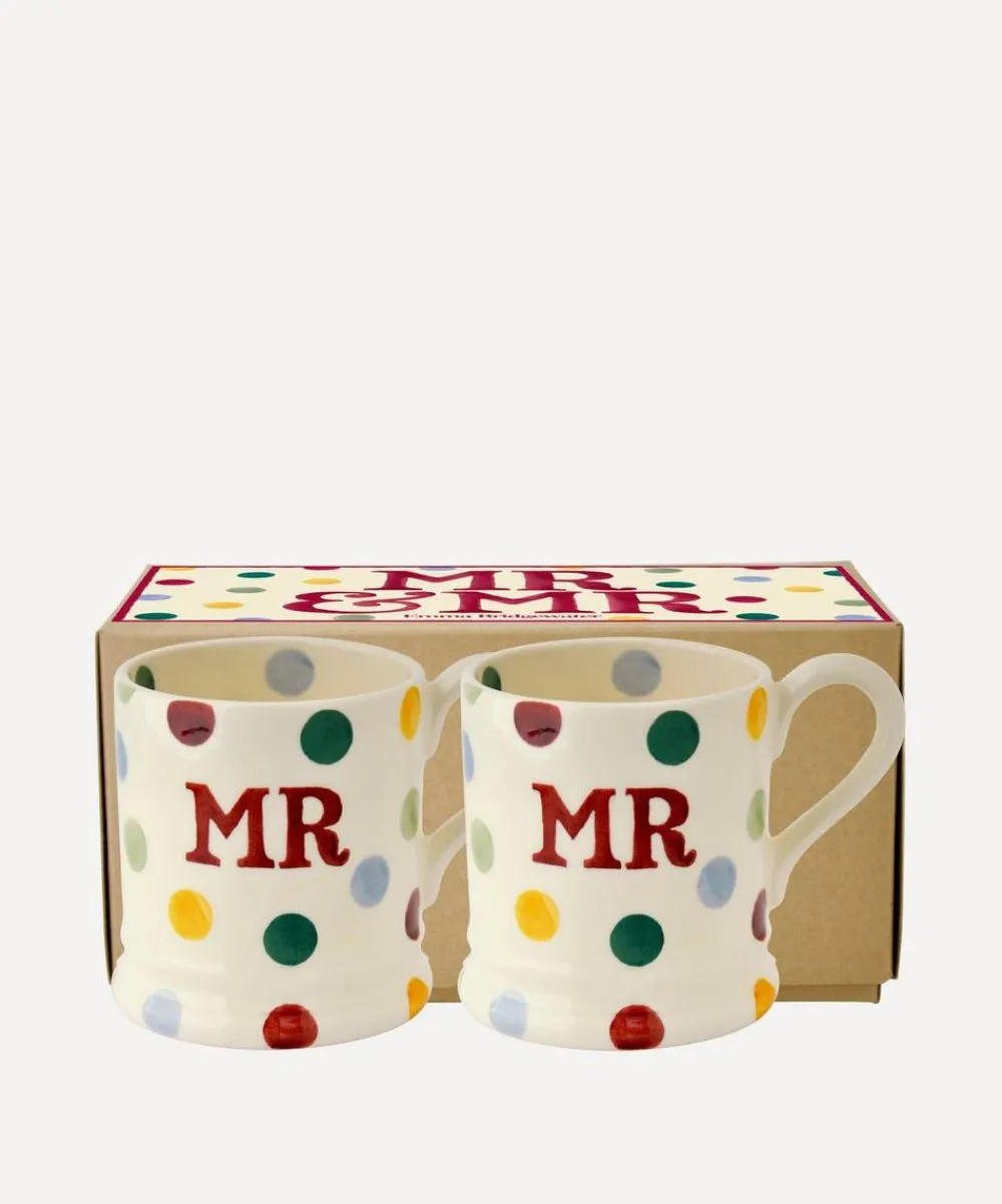 Emma Bridgewater Mugs^Polka Dot Mr and Mr Boxed Half-Pint Mugs Set of Two