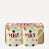 Emma Bridgewater Mugs^Polka Dot Mrs and Mrs Boxed Half-Pint Mugs Set of Two