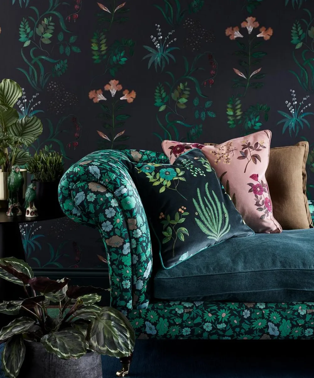 Liberty Interiors Furnishing Fabrics^Poppy Meadowfield Cotton Sateen in Jade