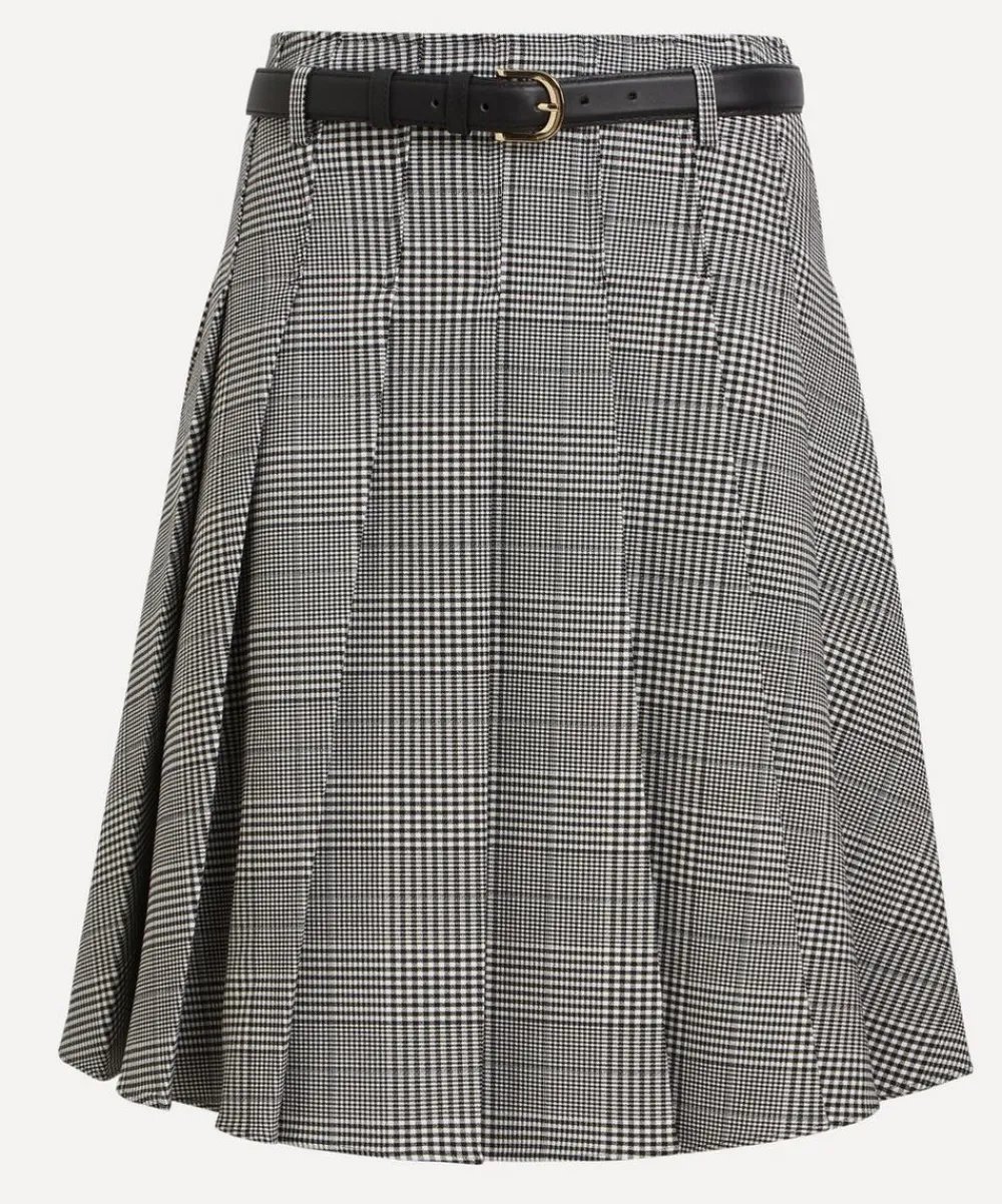 Self-Portrait Skirts^Prince of Wales Check Pleated Midi Skirt