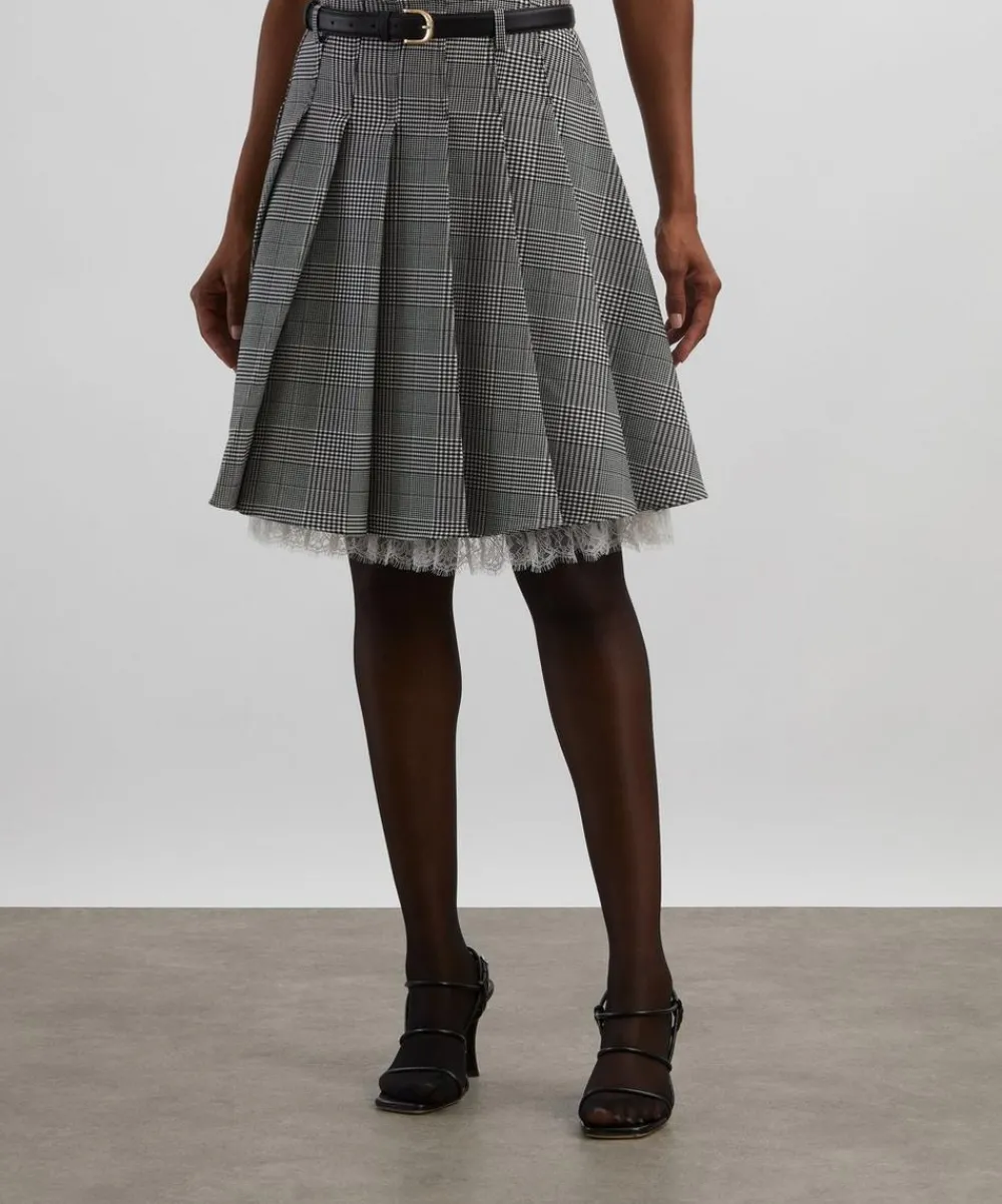 Self-Portrait Skirts^Prince of Wales Check Pleated Midi Skirt