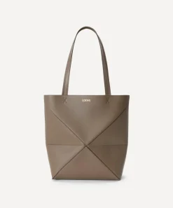 Loewe Bags^Puzzle Fold Taupe Leather Tote Bag