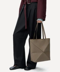 Loewe Bags^Puzzle Fold Taupe Leather Tote Bag
