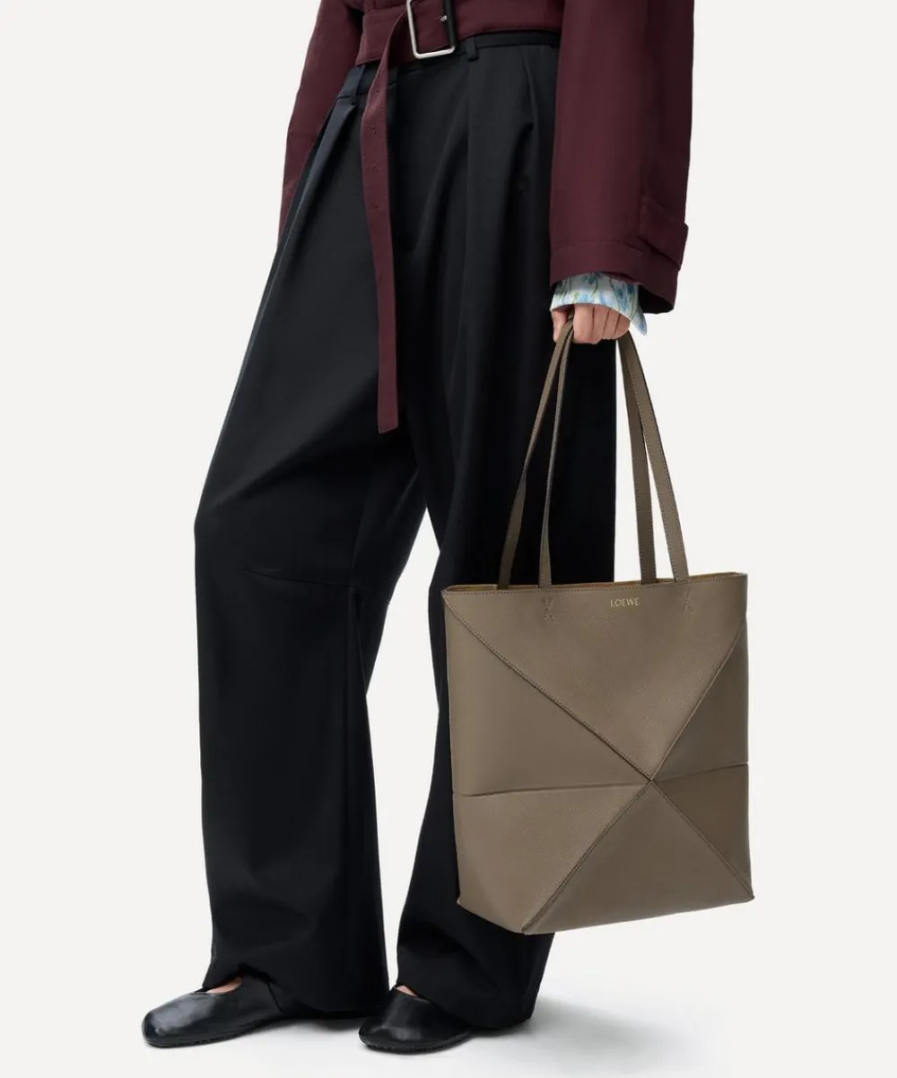Loewe Bags^Puzzle Fold Taupe Leather Tote Bag