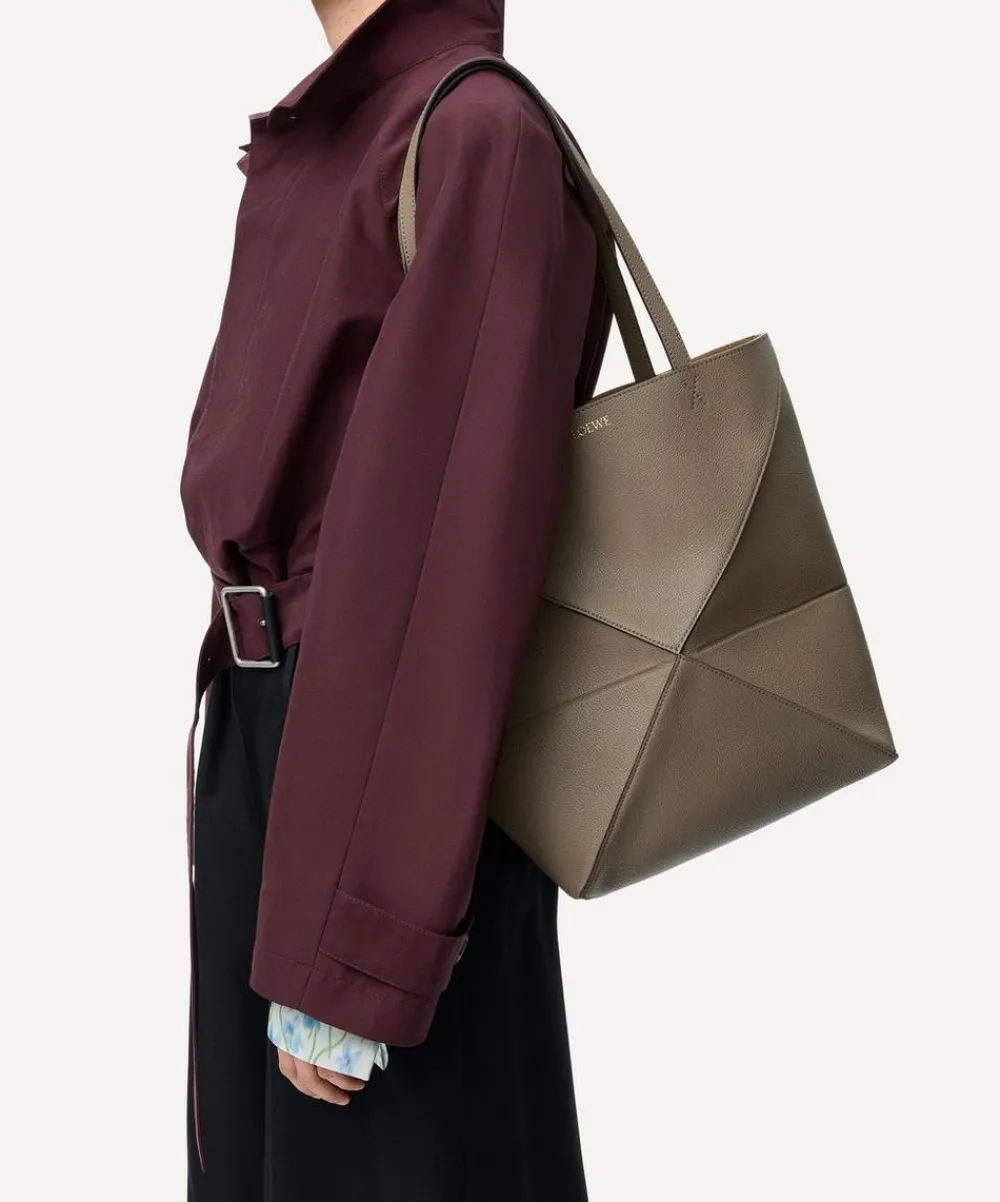 Loewe Bags^Puzzle Fold Taupe Leather Tote Bag