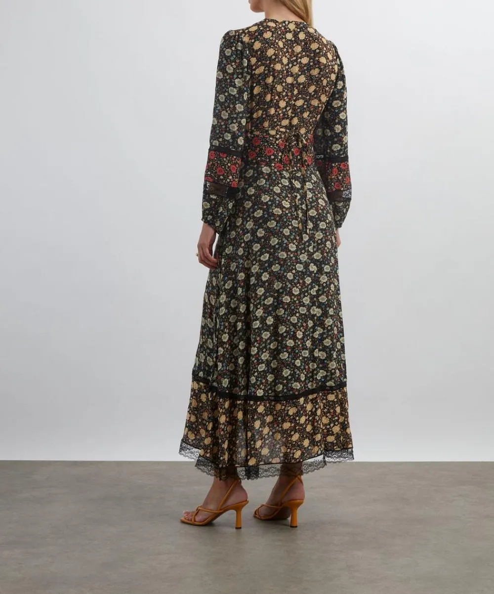 RIXO Dresses^Raven Eva Floral Mix Black Midi Dress