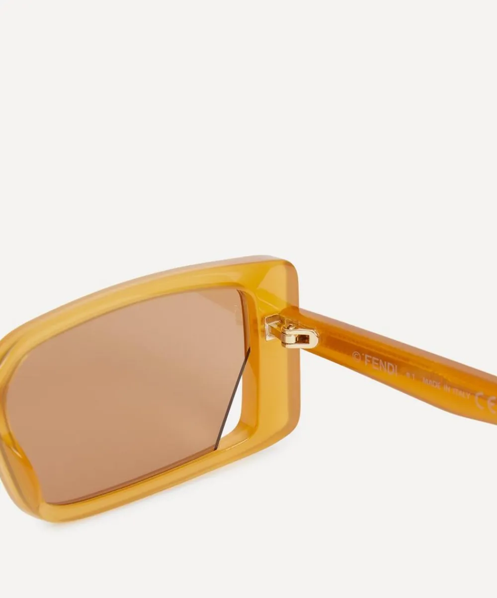 Fendi Sunglasses & Glasses^Rectangle Orange Acetate Sunglasses