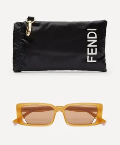 Fendi Sunglasses & Glasses^Rectangle Orange Acetate Sunglasses