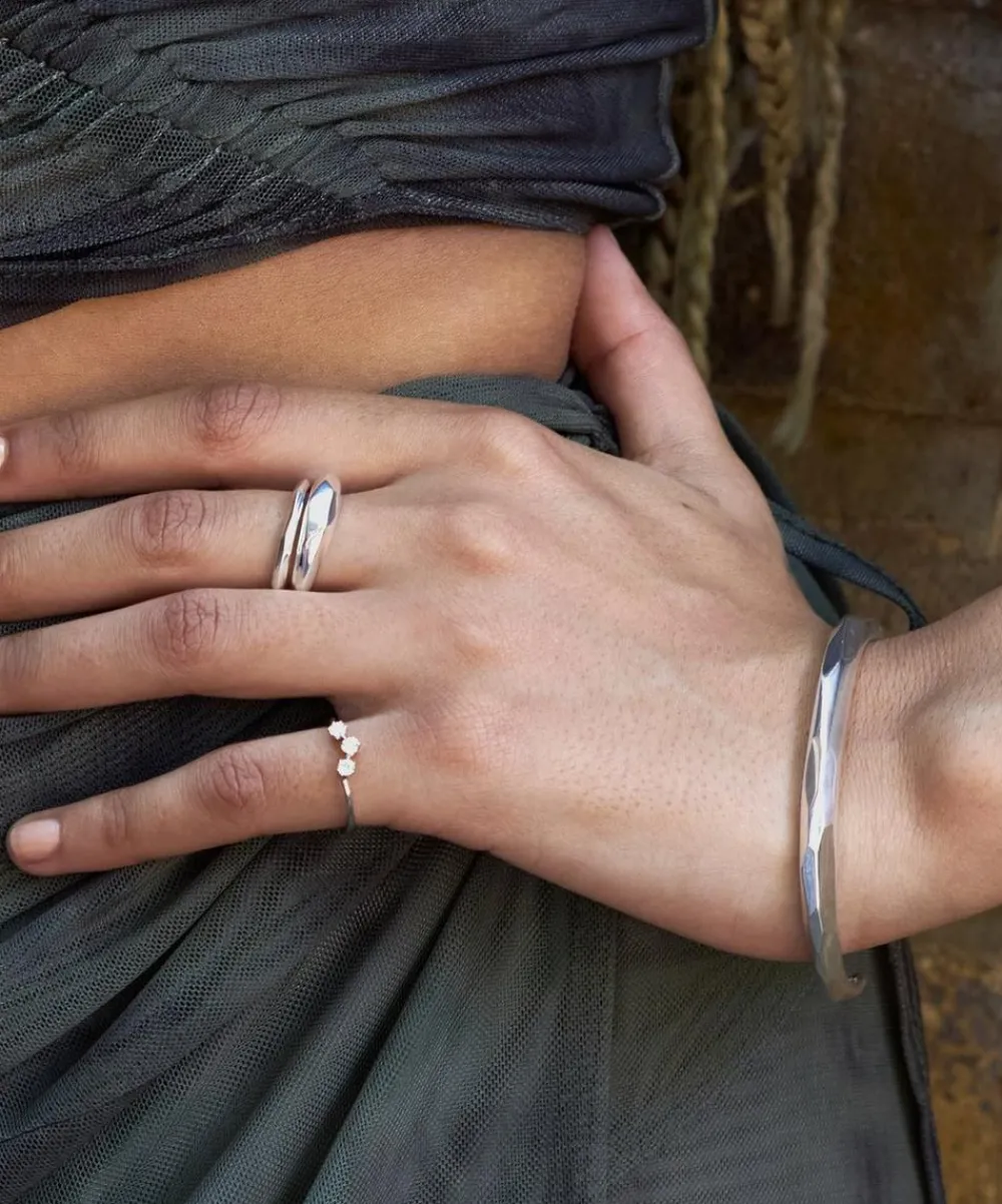 Dinny Hall Rings^Recycled White Gold Mini Curve Diamond Pinky Ring