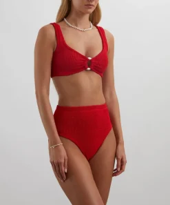 Hunza G Swimwear^Red Nadine Bikini with Pearly Hoops