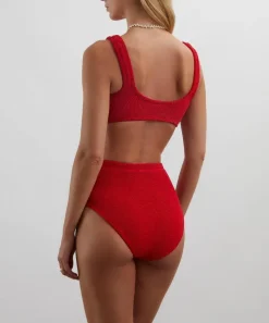 Hunza G Swimwear^Red Nadine Bikini with Pearly Hoops