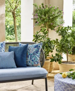 Liberty Interiors Furnishing Fabrics^Reef Plain Lloyd in Lapis – Outdoor