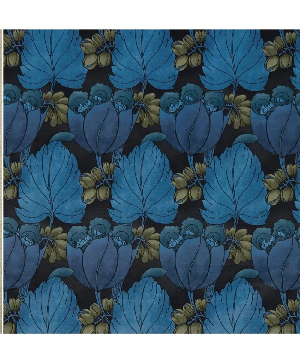 Liberty Interiors Furnishing Fabrics^Regency Tulip Wellington Velvet in Lapis