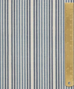 Liberty Interiors Furnishing Fabrics^Regent Stripe Cotton in Lapis