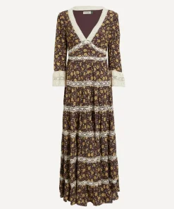 RIXO Dresses^Regine Eva Floral Brown Maxi Dress