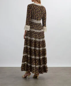 RIXO Dresses^Regine Eva Floral Brown Maxi Dress